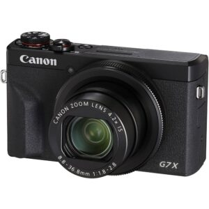 Canon PowerShot G7 X Mark III Digital Camera Black front view on pure white background